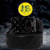 Fashion Belts - Black Adjustable Straps with Logo Design