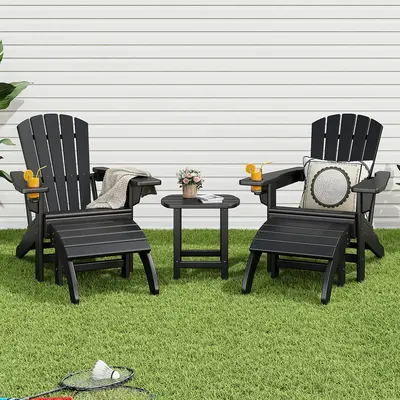 VanAcc Outdoor Adirondack Chairs- HDPE material with Cup Holder and Wide Armrests for Patio, Garden, Deck, Porch, Lawn, Pool ...