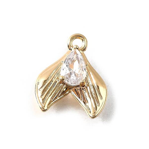 Brass Pave Clear Cubic Zirconia Charms