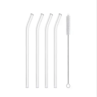 Clear Glass Straw with Cleaning Brush Set, Reusable Easy Clean Drinking Straw, Drinking Utensils for Home Party Gathering