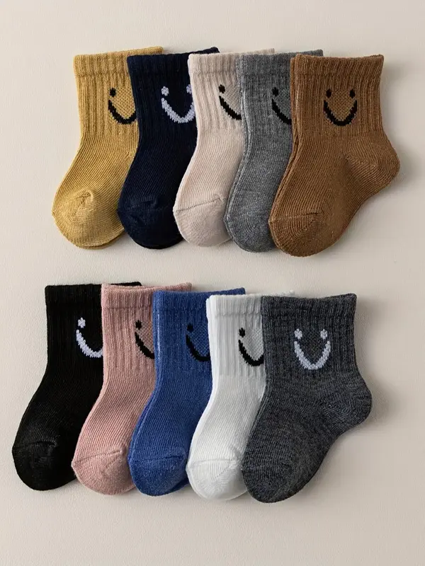 Baby's Cartoon Face Pattern Ankle Socks, Soft Comfortable Breathable Socks for Daily Wear, Perfect Gift for Infants