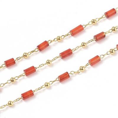 3.28 Feet Natural Agate Handmade Beaded Chains