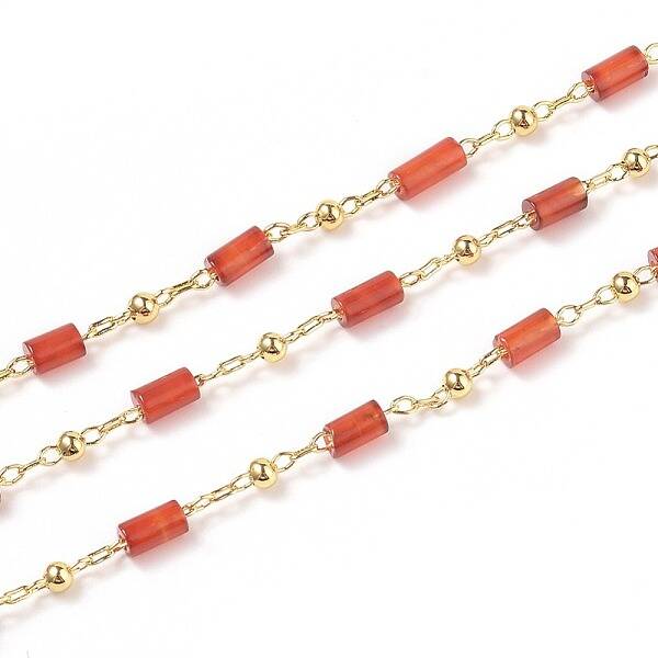3.28 Feet Natural Agate Handmade Beaded Chains