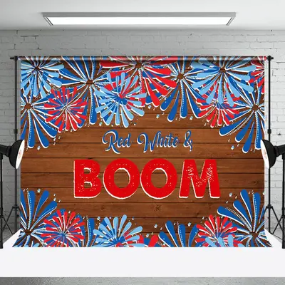 Red White Boom Spark Plank Independence Day Backdrop - Aperturee