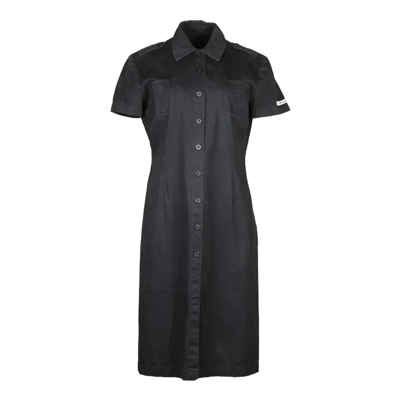 Valentino Jeans Midi Shirt Dress - Large Black Cotton