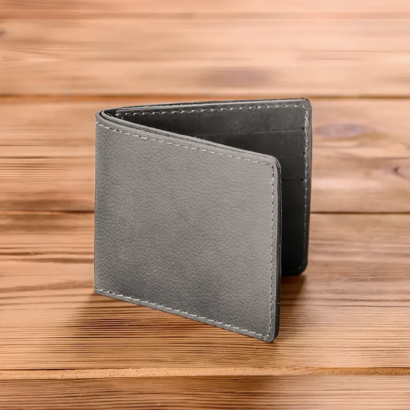 Leather Wallet - Steel-No Personalization