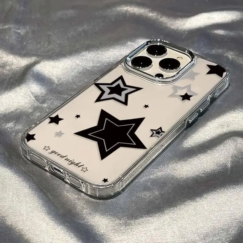 Star Pattern Clear Phone Case for Summer, Decorative Phone Protector Cover Compatible with iPhone, Shockproof Phone Cases for...