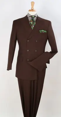 Apollo King Men's 2 Piece Double Breasted Suit Wide Peak Lapel