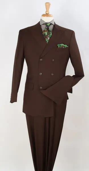 Apollo King Men's 2 Piece Double Breasted Suit Wide Peak Lapel