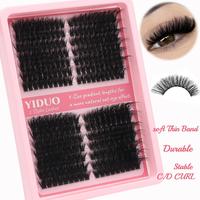 Mixed Length Individual Lash Extension, 252pcs/box 100D 150D Cat Eye Lash Wispy Volume Lash Cluster, Self Grafting Cur Eyelas...
