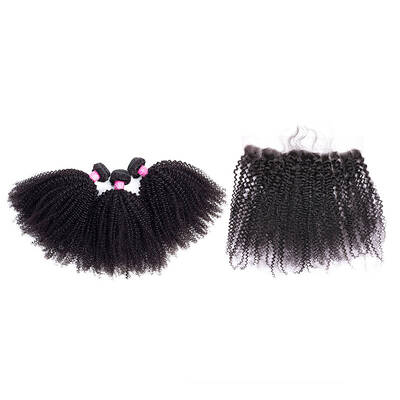 ISEE HAIR 10A Grade 100% Human Virgin Hair Afro Curly Bundles with Frontal Deal