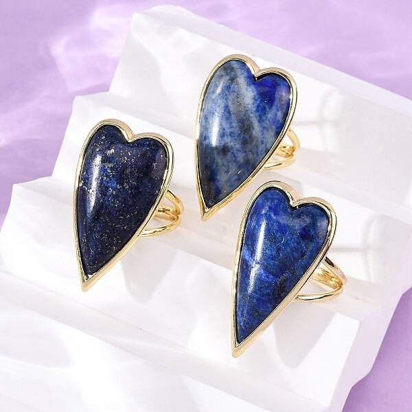 Heart Natural Lapis Lazuli Finger Rings