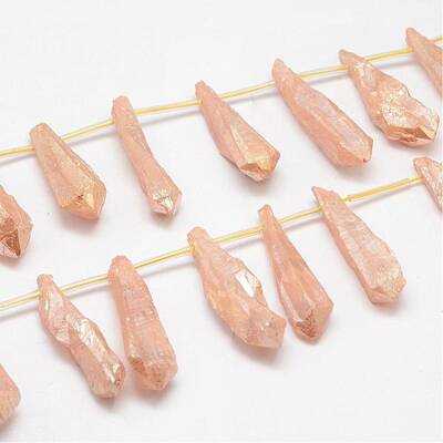 Electroplated Natural Quartz Crystal Beads Strands