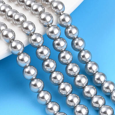 Baking Painted Pearlized Glass Pearl Bead Strands