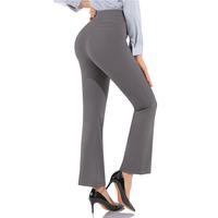 Office Straight Leg Trousers High Waisted Ladies Slacks, High Waisted Dress Pants for Women Regular/Tall Bootcut Elastic Wais...