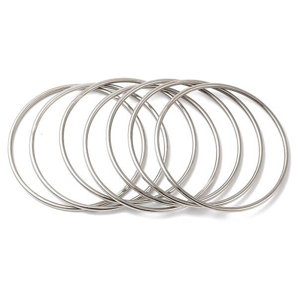Non-Tarnish 7Pcs 304 Stainless Steel Thin Plain Bangle Sets