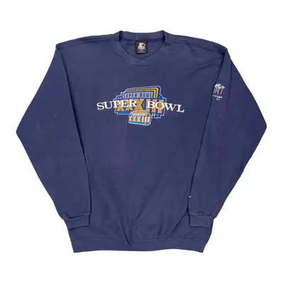 Made In Usa Super Bowl 1999 Starter Nfl Sweatshirt - Large Blue Cotton Blend