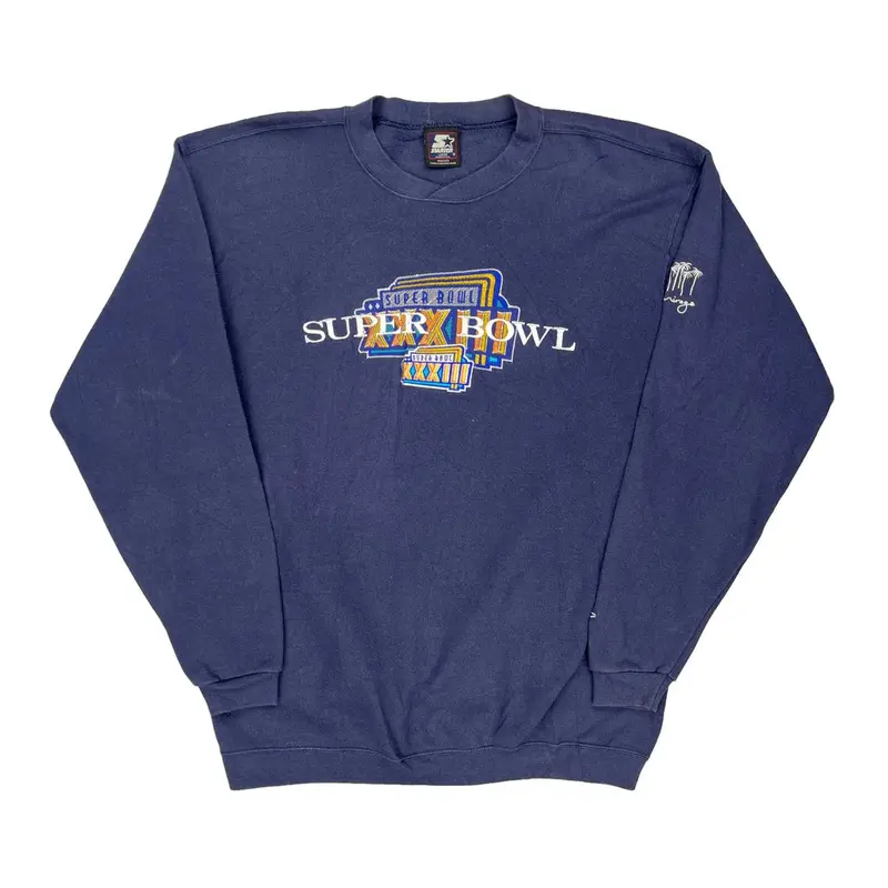 Made In Usa Super Bowl 1999 Starter Nfl Sweatshirt - Large Blue Cotton Blend