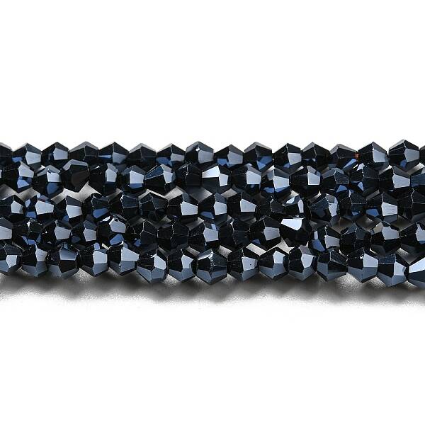 Opaque Solid Color Electroplate Glass Beads Strands