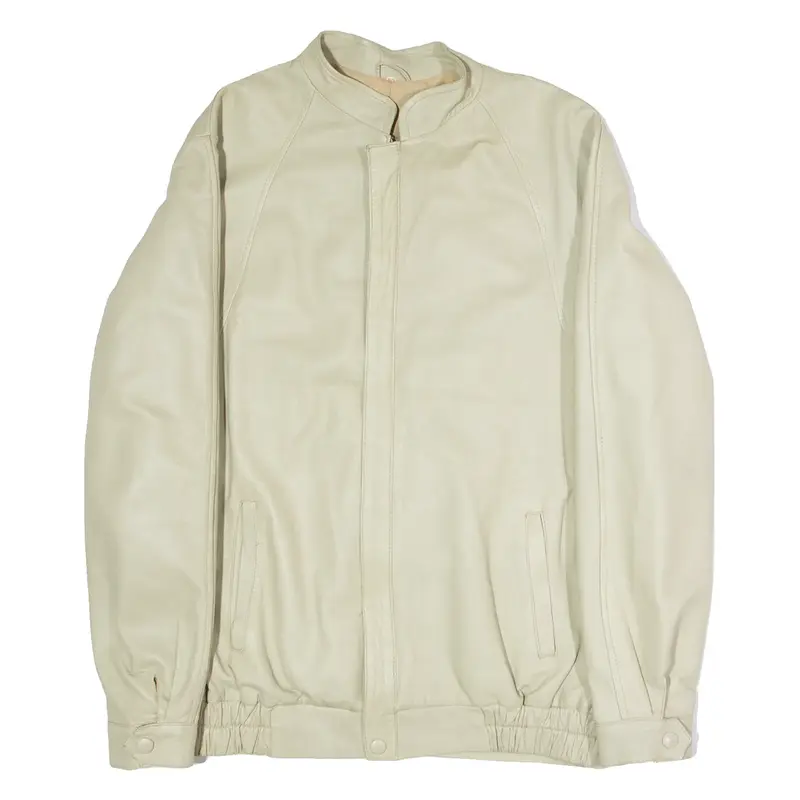 Mens Jacket Beige Leather 90s M