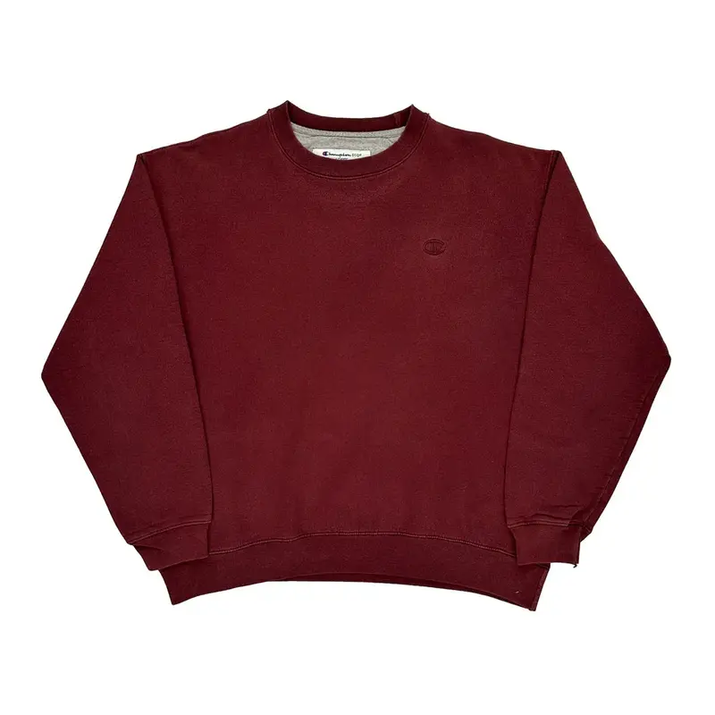 Champion Sweatshirt - Large Burgundy Cotton Blend