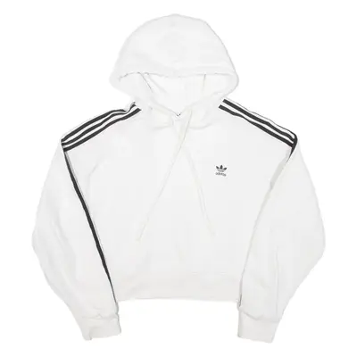 ADIDAS Cropped Womens White Hoodie UK 14