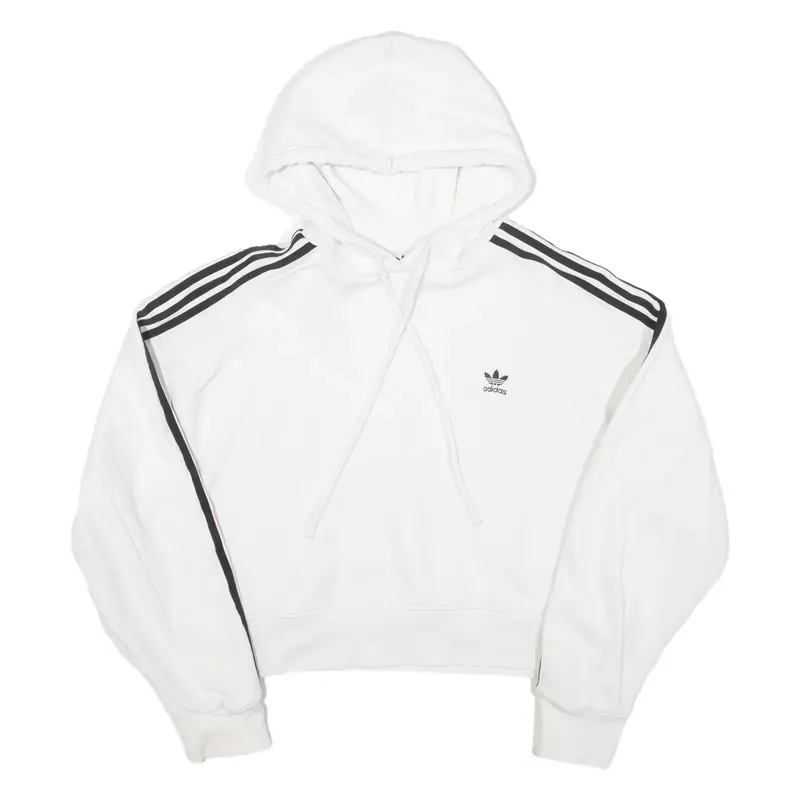 ADIDAS Cropped Womens White Hoodie UK 14