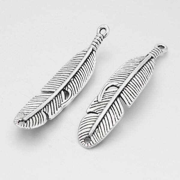 Tibetan Style Alloy Feather Pendants