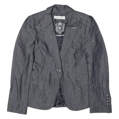 ZARA Blazer Chambray Jacket Blue Womens M