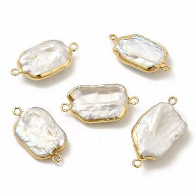 Baroque Natural Keshi Pearl Connector Charms