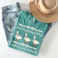 Comfort Colors 1980s Blue Ribbon Goose With Hearts Ugly Shirt, Vintage Original  Bows and Adorable Doodle Hearts Animal Lover...