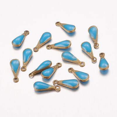 Antique Golden Plated Brass Enamel teardrop