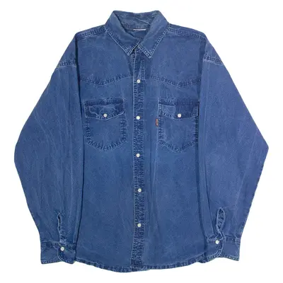 MC LEM Western Mens Denim Shirt Blue 90s Long Sleeve L