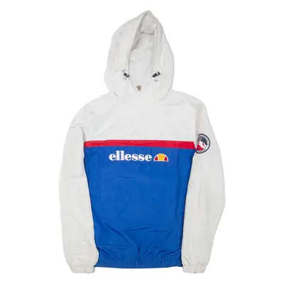 ELLESSE Mens Anorak Jacket White Hooded Colourblock L