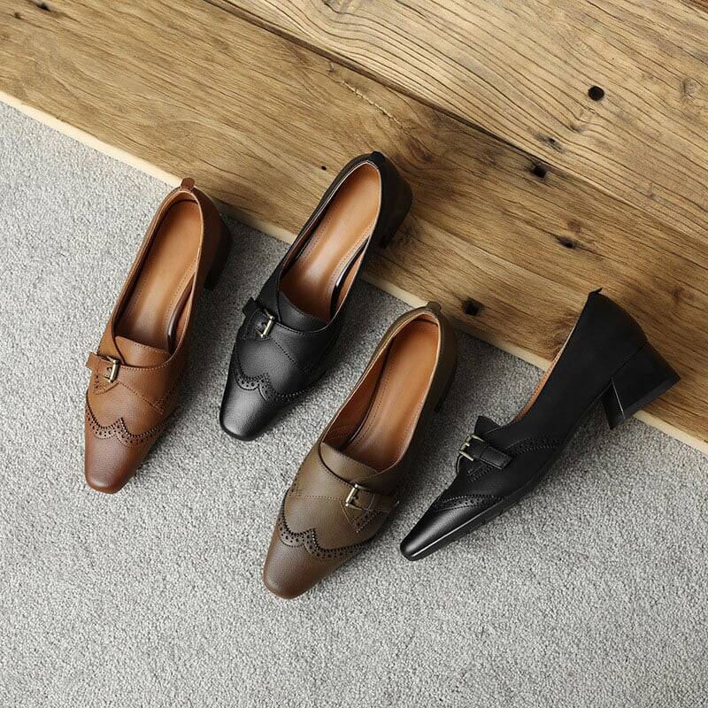CHIKO Tuyen Square Toe Block Heels Oxfords Shoes