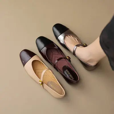 CHIKO Jamelia Round Toe Block Heels Mary Jane Flats