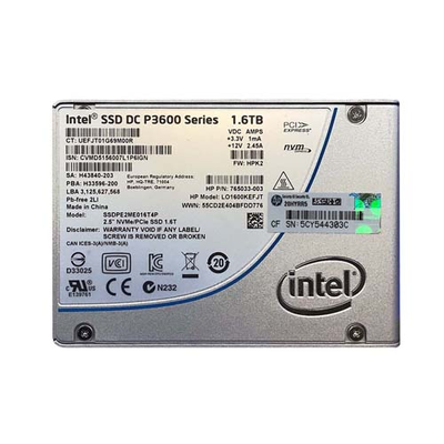 765033-003 HP 1.6TB MLC PCI Express NVMe 3.0 x4 Mixed Use SFF 2.5-Inch Solid State Drive for ProLiant ML350 Gen10