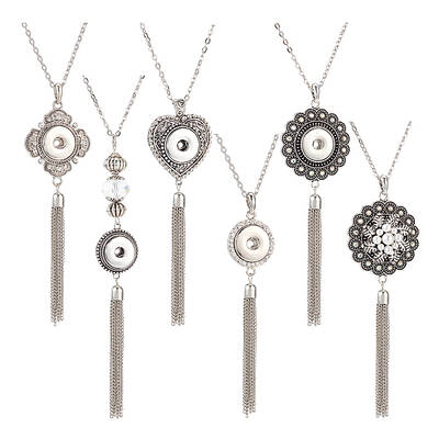 5Pcs 5 Style Interchangeable Alloy Snap Button Necklace Making