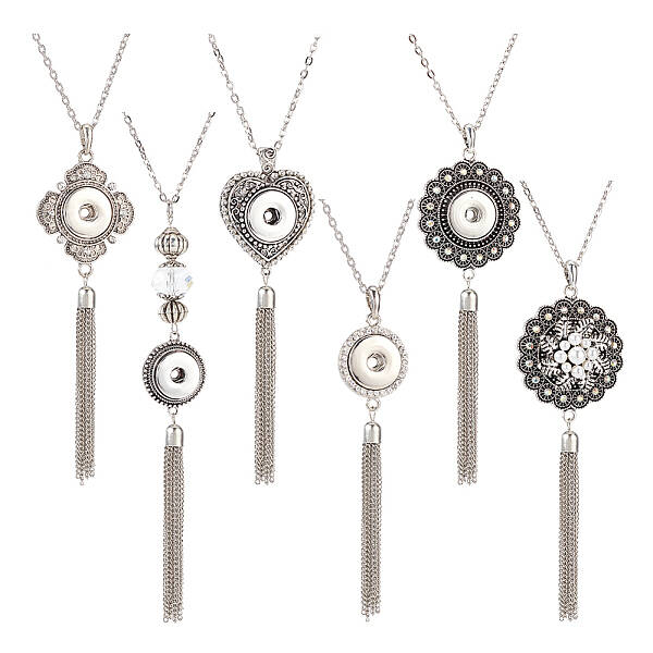 5Pcs 5 Style Interchangeable Alloy Snap Button Necklace Making