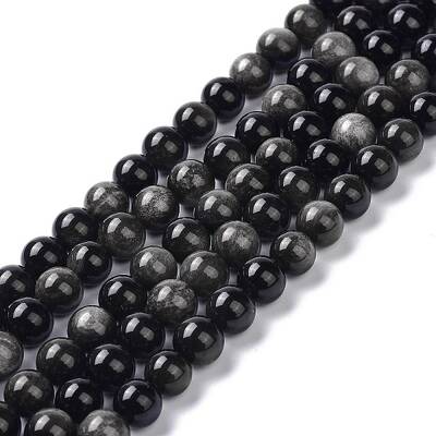 Natural Silver Obsidian Beads Strands