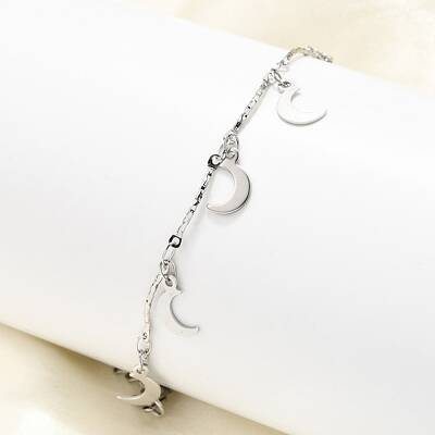 304 Stainless Steel Moon Charm Bracelets
