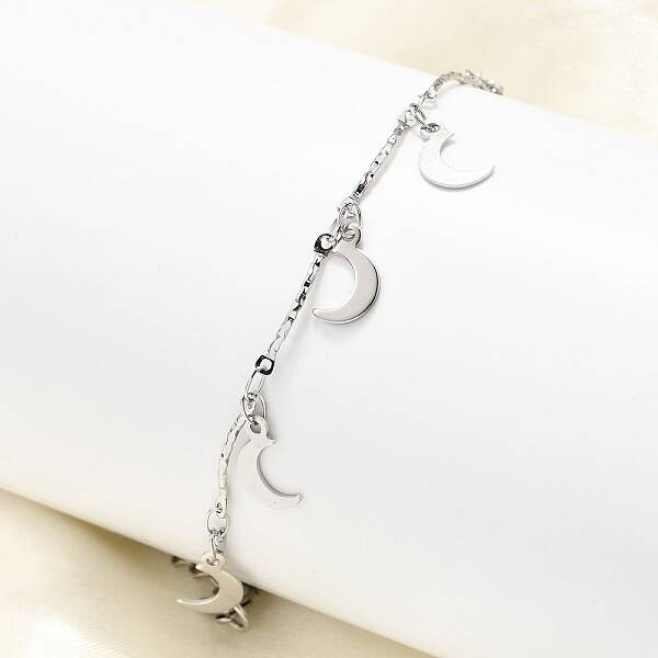 304 Stainless Steel Moon Charm Bracelets