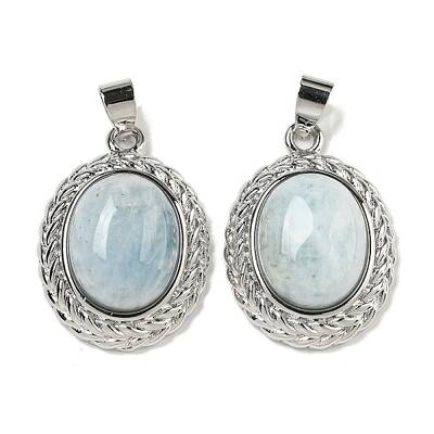 Natural Aquamarine Oval Pendants