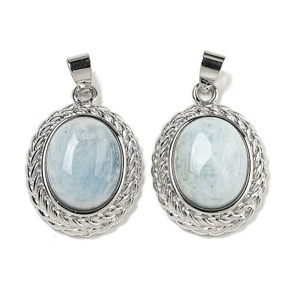 Natural Aquamarine Oval Pendants