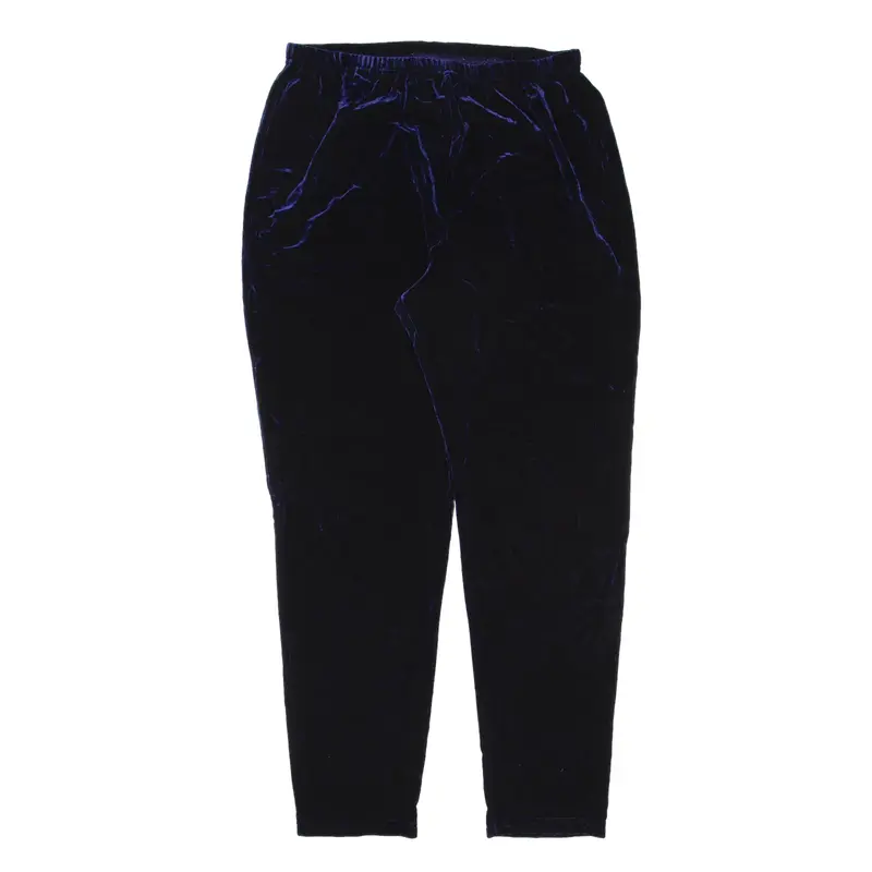 KATHIE LEE COLLECTION Velvet Trousers Blue Regular Mom Womens W28 L28