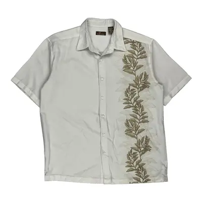 Cafe Luna Floral Hawaiian Shirt - Large White Polyester