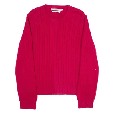 TOMMY HILFIGER Womens Patterned Jumper Red Cable Knit XL