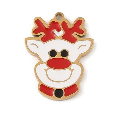 Christmas Theme Ion Plating(IP) 304 Stainless Steel Enamel Pendants