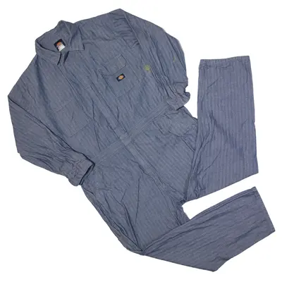 DICKIES Workwear Striped Denim Boiler Suit Blue Straight Herringbone Mens W46 L30