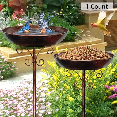 Bird Bath & Feeder, 1 Set Vintage Bird Feeder & Bird Bath, Outdoor Bird Feeding Tool, Garden Decor Supplies for Outdoor Birds